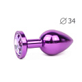 Коническая фиолетовая анальная втулка с кристаллом сиреневого цвета Anal Jewelry Plug VM-15 (8,2 см)