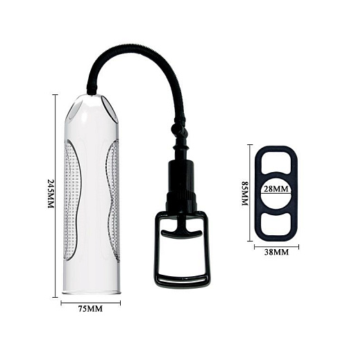 Прозрачная вакуумная помпа с вибрацией и аксессуарами Baile BM-010066C (24,5 см)