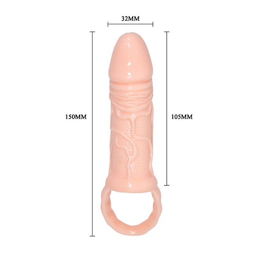 Телесная насадка удлинитель с подхватом мошонки Baile BI-026211-1002 (15 см)