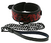 Красно-чёрный ошейник с поводком Dream Toys COLLAR LEASH 21534