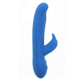 Синий вибратор с клиторальным стимулятором Seven Creations UNIK DOLPHIN 50921 (20,7 см)