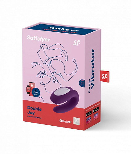Фиолетовый вибратор для пар с управлением через приложение Satisfyer Double Joy J2008-16-3