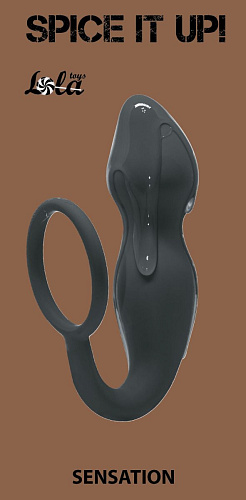 Серое эрекционное кольцо с анальным стимулятором Lola toys Sensation  8005-02lola
