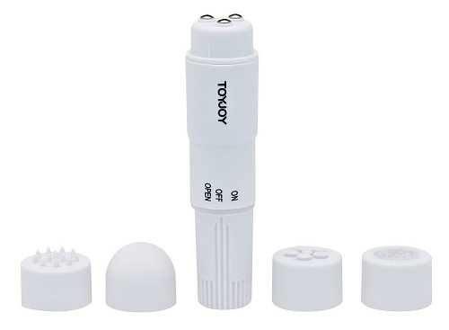 Белый мини-стимулятор с 4 сменными насадками Toy Joy Pocket Rocket 3000007351