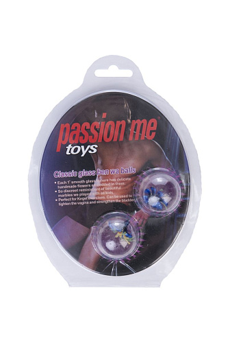 Стеклянные вагинальные шарики синего цвета с цветочком внутри Lovetoy AN-G01-5