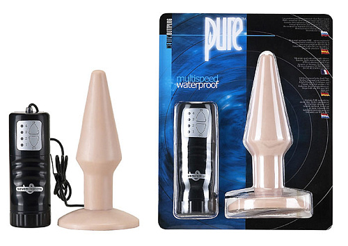 Телесная анальная пробка с вибрацией среднего размера Seven Creations Pure 15-05LFL BCD GP