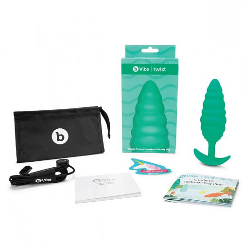 Зелёный ребристый анальный виброплаг b-Vibe Twist BV-022-GRN (13,5 см)