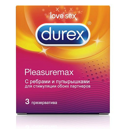 Рельефные презервативы с точками и рёбрами Durex Pleasuremax №3 (3 шт)