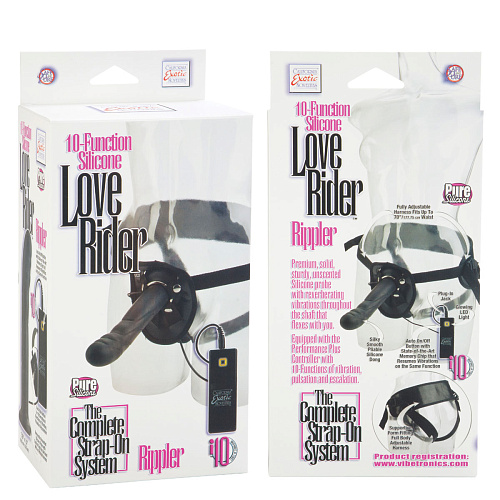 Страпон чёрного цвета с вибрацией California Exotic Novelties Love Rider Rippler SE-1498-45-3 (18,5 см)