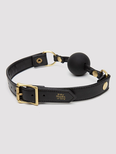 Чёрный кляп-шар Fifty Shades of Grey Bound to You Faux Leather Ball Gag FS-80133