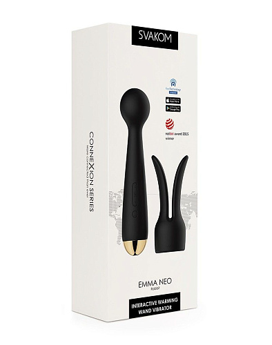 Чёрный интерактивный нагревающийся вибромассажёр Svakom Emma Neo SAV-01D