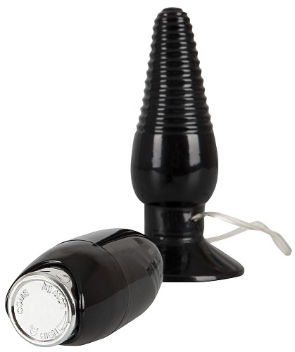 Анальная чёрная пробка с вибрацией и ротацией Ёska 0587605 (13 см)