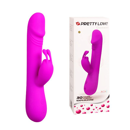 Лиловый вибратор с клиторальным стимулятором Baile Clement BI-014279-1 (21 см)