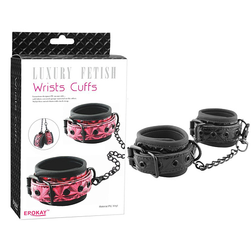 Чёрные кожаные наручи с геометрическим узором Erokay EK-3104BLK