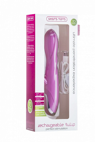 Розовый перезаряжаемый вибратор Shots Media BV RechargeableTulip Pink SHT234PNK (21 см)