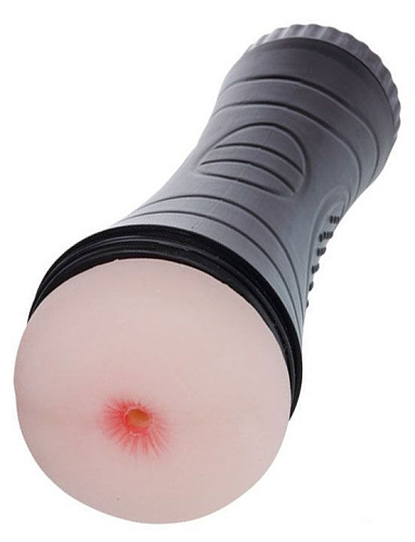 Чёрно-бежевый мастурбатор-анус в футляре без вибратора Eroticon Lolita 30398