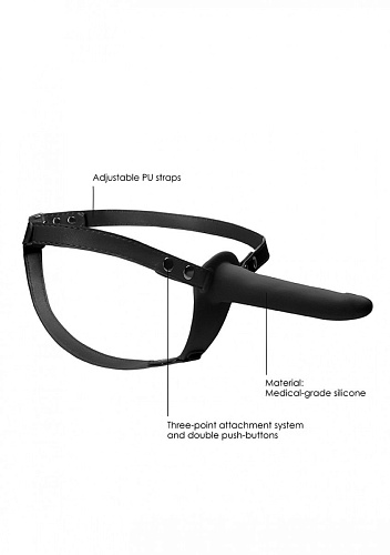 Чёрный страпон на ремешках Shots Media BV Adjustable OU464BLK (15,5 см)