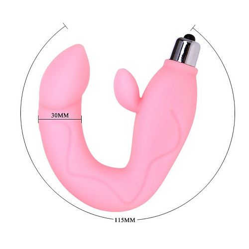 Розовый вибромассажёр со стимуляцией клитора и точки G Baile BI-040027-0101