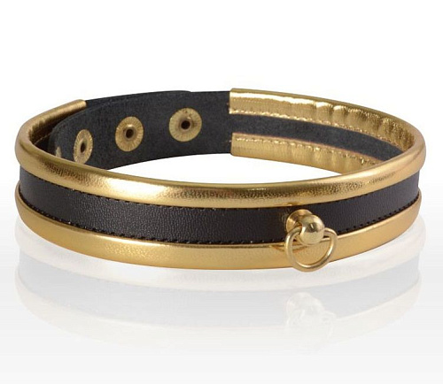 Узкий золотисто-черный ошейник Sitabella 3124-18