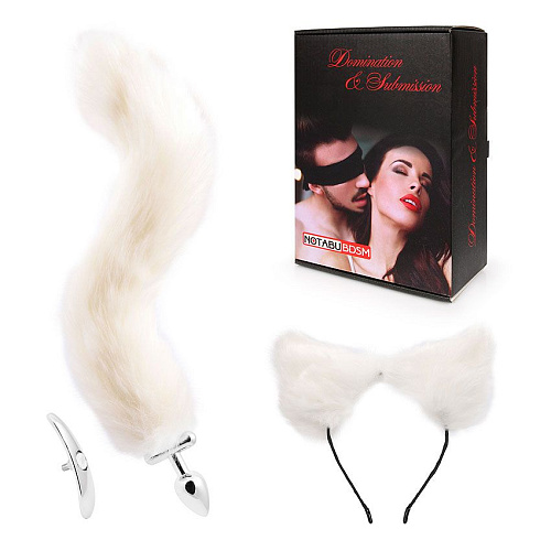 Игровой набор в белом цвете: ободок-ушки, пробка с кристаллом, хвостик Bior toys NTB-80627