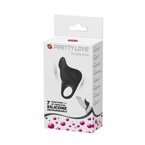 Чёрное эрекционное кольцо с вибрацией Baile Frederica BI-210190