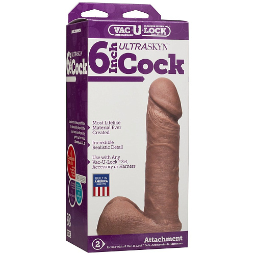 Бежевая насадка-мулат для трусиков Vac-U-Lock Doc Johnson 6 ULTRASKYN Cock 1015-32-BX (17,3 см)