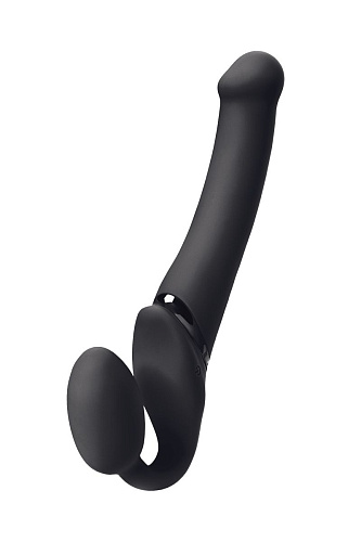 Чёрный безремневой вибрострапон Strap-on-me Silicone Bendable Strap-On M 6013953