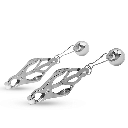 Серебристые зажимы на соски EDC Wholesale Easytoys TJapanese Clover Clamps With Weights ET629SIL