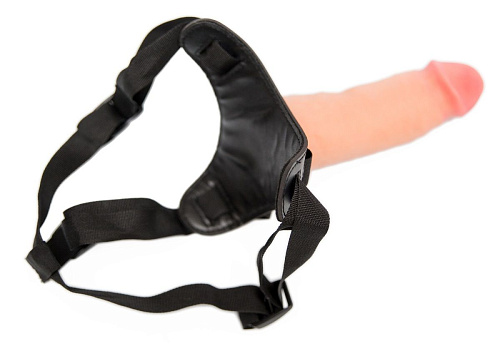 Страпон с реалистичной телесного цвета насадкой с вибрацией Пикантные штучки DP02039T-7Z (18 см)