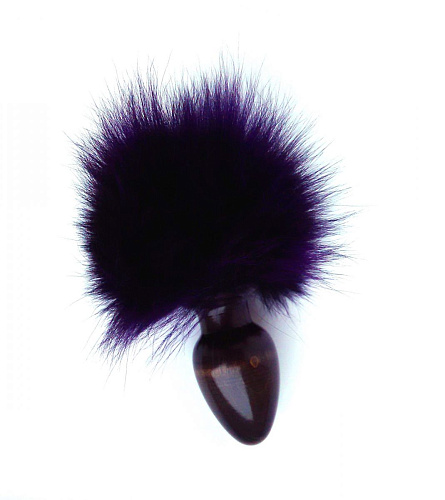 Анальная пробка с фиолетовым заячьим хвостом Wild Lust HT32black/purple (8 см)