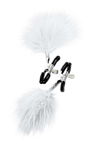 Зажимы для сосков с белым пухом ToyFa Theatre 705008