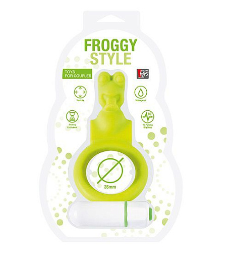 Зелёное эрекционное кольцо с вибрацией Dream Toys NEON FROGGY STYLE VIBRATING RING 20925