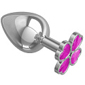Серебристая анальная пробка-клевер с розовым кристаллом Сумерки богов 539-06 PINK-DD (9,5 см)