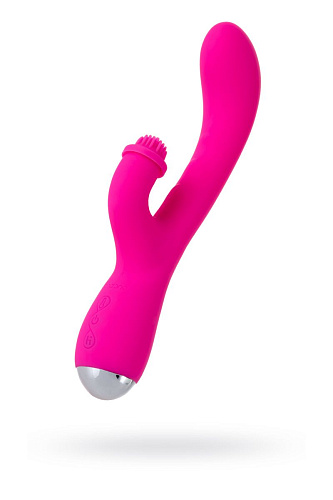 Розовый силиконовый вибратор с клиторальным стимулятором Nalone Idol CS-BO05 (22,4 см)