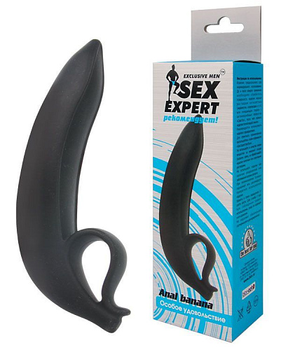 Чёрный анальный стимулятор Bior toys Anal Banana SEM-55035 (16 см)