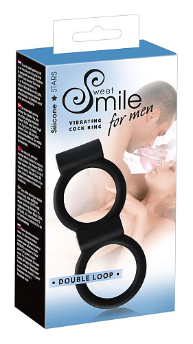 Виброкольцо чёрного цвета для пениса и мошонки Orion Smile 0584860