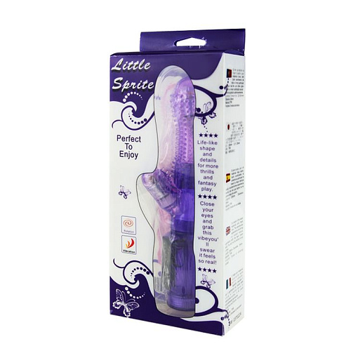 Фиолетовый виброротатор с пупырышками и стимуляцией клитора Baile BW-037022A-0603 (20,8 см)