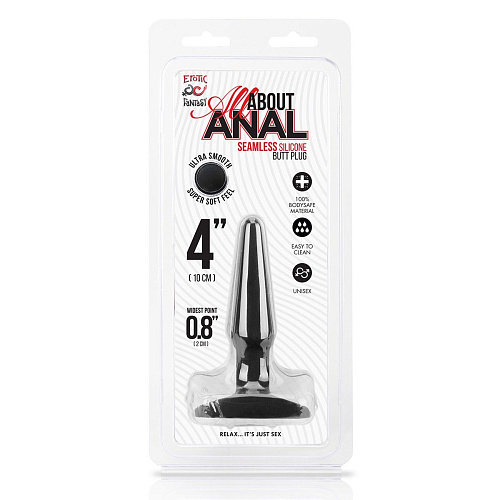 Чёрный плаг из силикона Erotic Fantasy HT-B2-BLK (10 см)