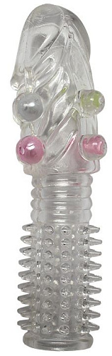 Прозрачная насадка с шипиками и бусинами Play Star NC-248 (14,5 см)