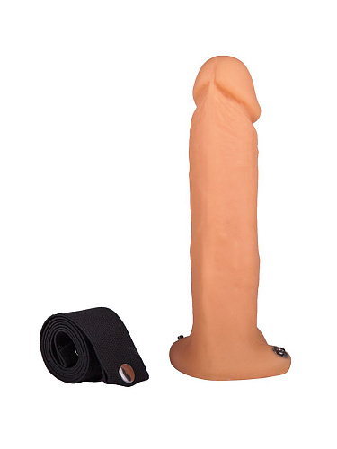 Телесный фаллопротез с полостью на резинке чёрного цвета Сумерки богов № 1 1005-01 BX DD