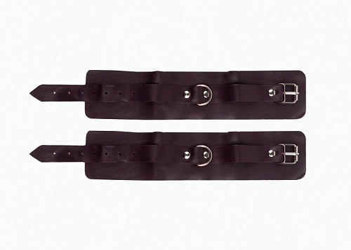 Бордовые широкие поножи с ремешками БДСМ арсенал 915-03 BX DD