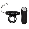 Чёрное эрекционное кольцо с виброэлементом и пультом ДУ Baile BI-014331-0801