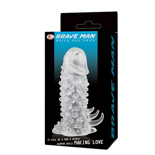 Розовая насадка на пенис с пупырышками и усиками Baile BI-026203-0101 (13 см)