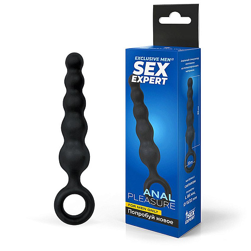 Чёрный анальный стимулятор-ёлочка с ограничительным колечком Bior toys SEM-55197 (8,5 см)