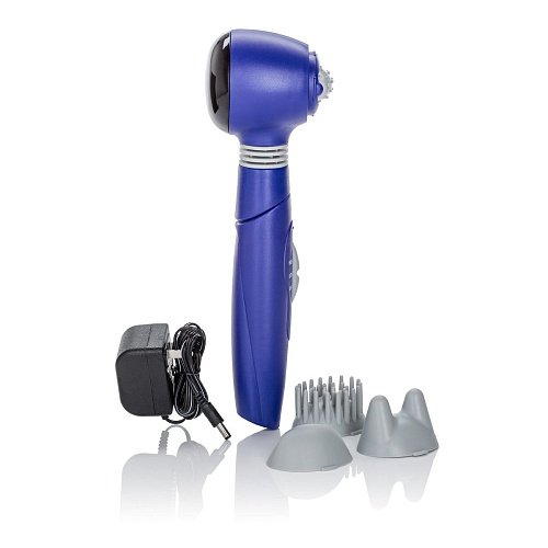 Синий вибромассажёр с 3 сменными насадками California Exotic Novelties Infrared Rechargeable Massager SE-0033-12-2