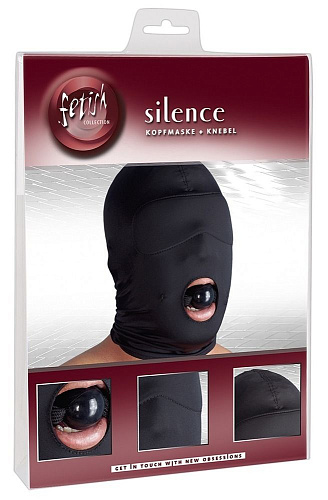 Чёрный шлем-маска из нейлона с кляпом-шариком Orion Kopfmaske Knebel 2491516 1000