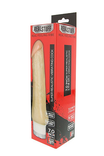 Реалистичный мультискоростной вибратор телесного цвета Dream Toys REALSTUFF 7INCH VIBRATOR (17,8 см)