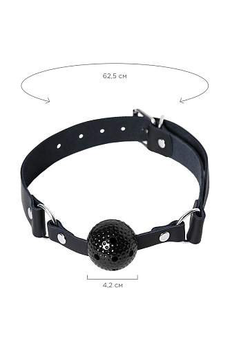 Чёрный кляп-шарик с отверстиями на регулируемом ремешке Штучки-дрючки 690208