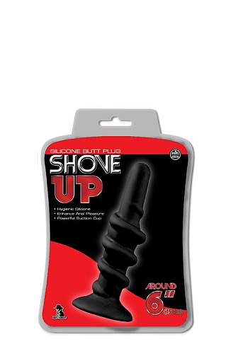 Чёрная анальная пробка со спиралью NMC SHOVE UP 6INCH SILICONE BUTTPLUG BLACK 111708 (15,2 см)