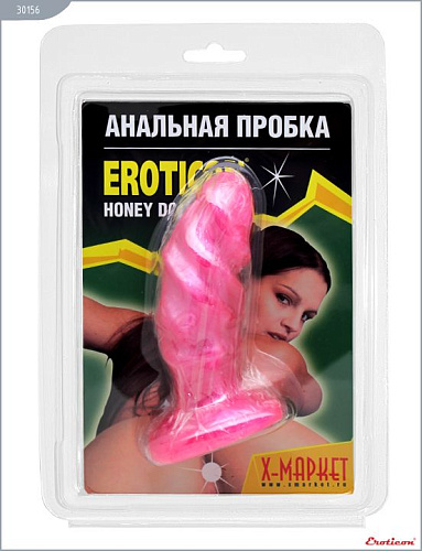 Розовая анальная пробка анатомической формы Eroticon 30156 (13 см)